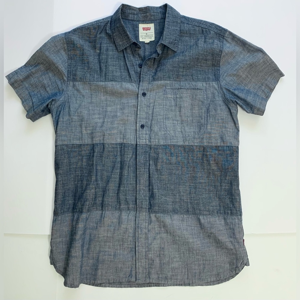 Levi Strauss Short Sleeve Color Block Button Up Shirt RN #117508